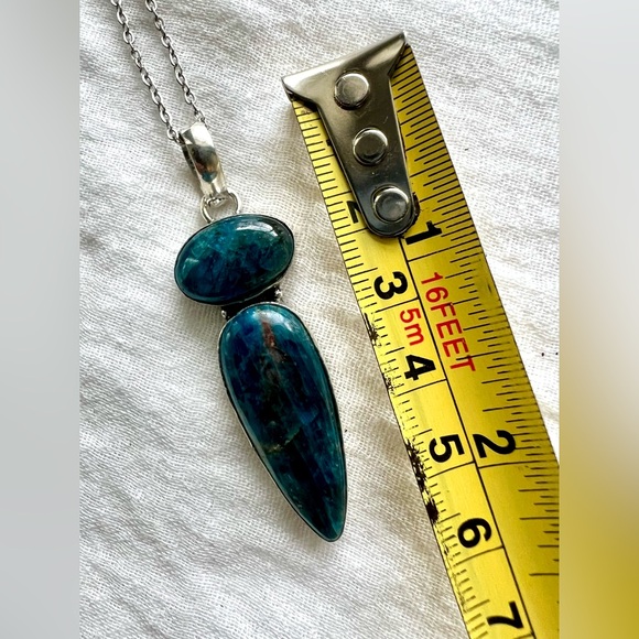 925 Past Lives Double Blue Apatite Pendant Necklace - Picture 6 of 7